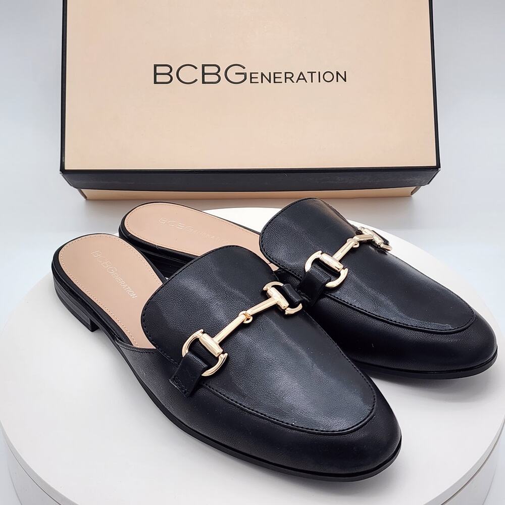 NEW BCBGeneration Zorie Black Mule Loafers Women's Size 9.5 M Slip-On Flats